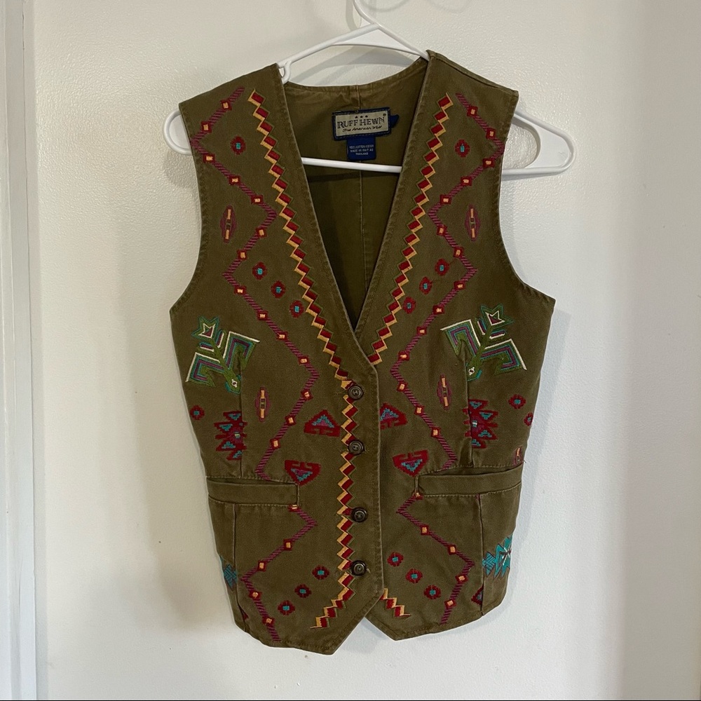 Unique embroidered RuffHewn vest womens size XS 100 percent cotton